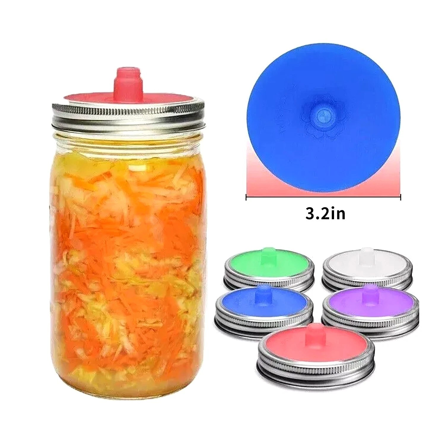 Fermentation Crock - 실리콘 발효 뚜껑 5개, 물 없는