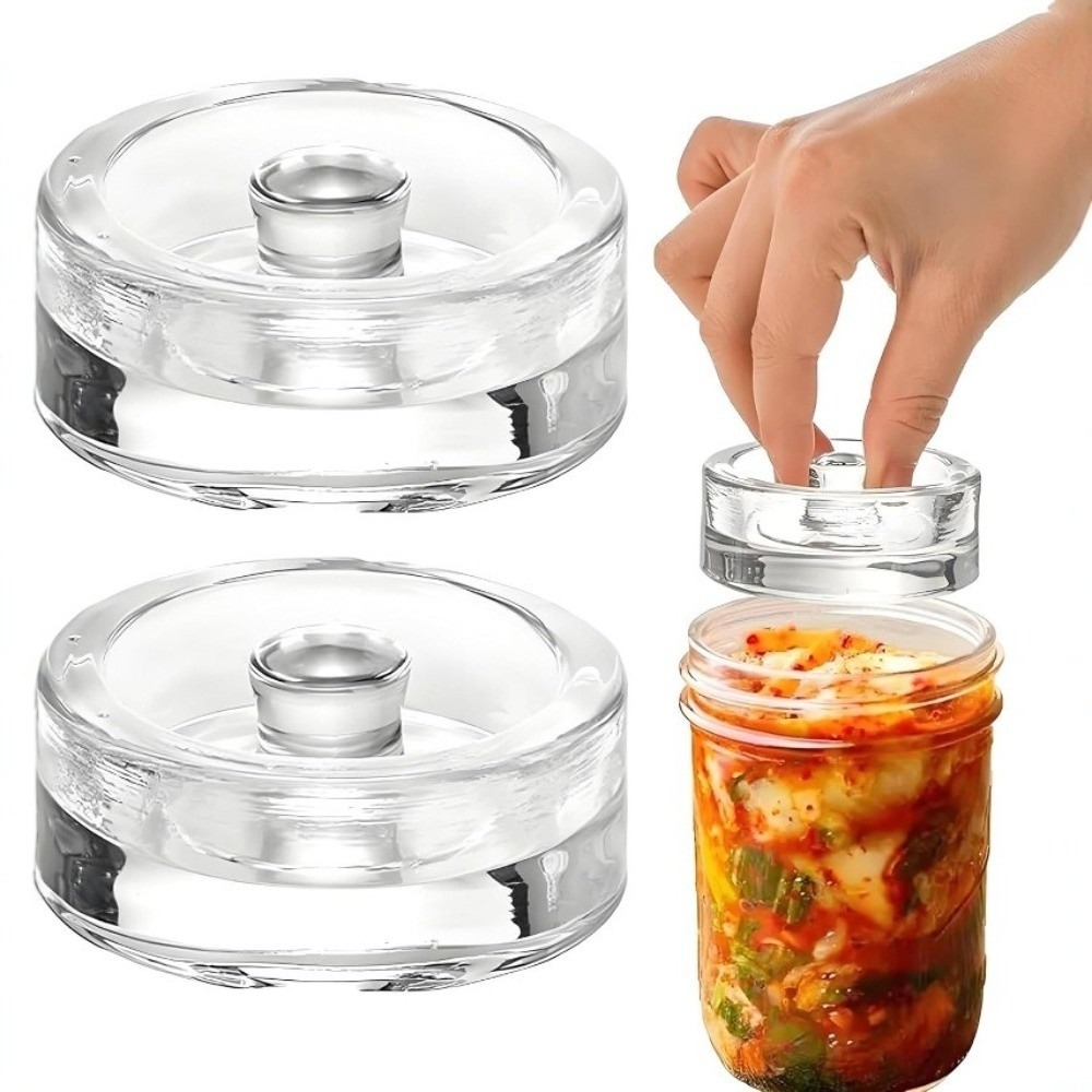 Fermentation Crock - 1/2/4개입 투명 발효 유리 무게추(손잡이 포함)