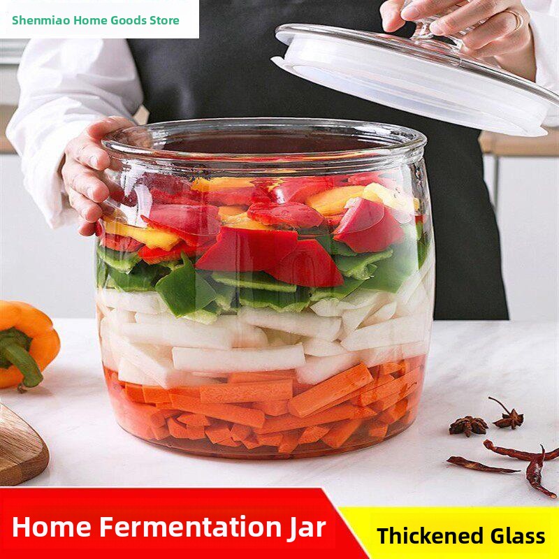Fermentation Crock - 두꺼운 유리 김치병(내부 뚜껑 포함) 밀폐