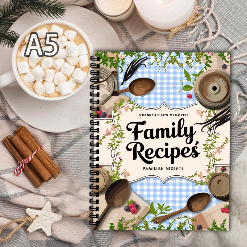 Home Cooking Recipe - A5 레시피북, 블루 그리드, 바인 디자인,