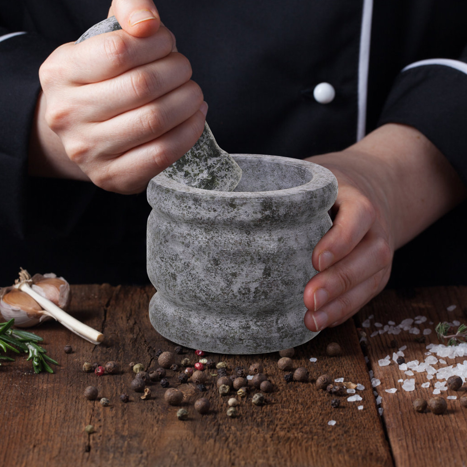 Mortar Pestle Granite - 1세트 화강암 절구와 절구봉 세트, 천연석